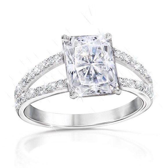 Diamonesk Ring w/ 7.5 Carat Radiant Centerpiece - Picture 2 of 4